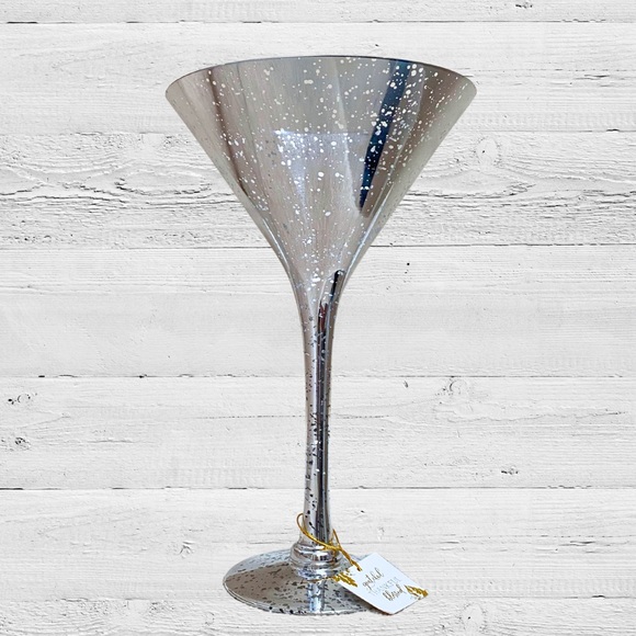 Platinum Silver Speckled Martini Glass Decor - Picture 2 of 8